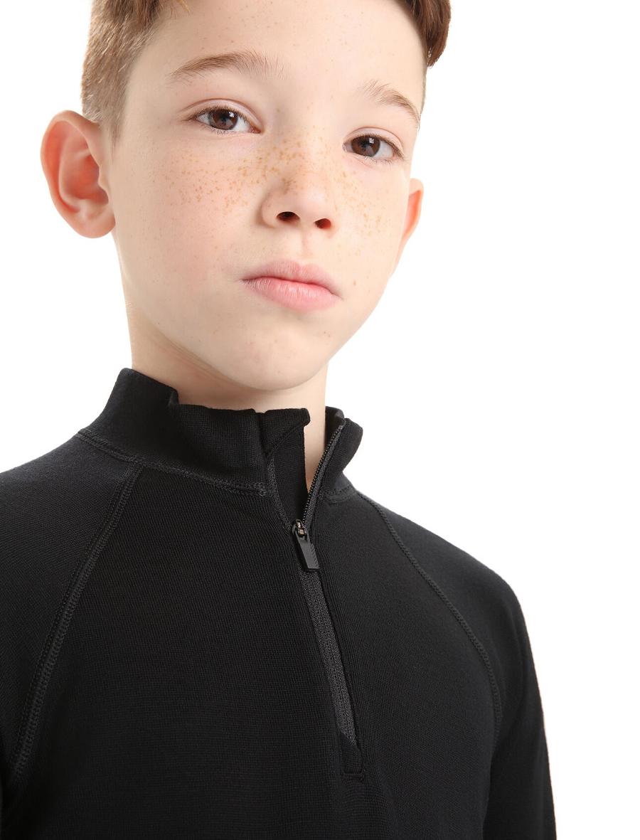 Black Icebreaker Merino 260 Tech Half Zip Thermal Top Kids' Long Sleeve | AU 1941FDNM